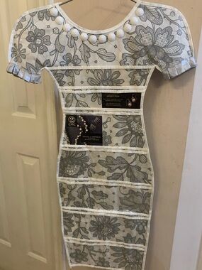 New! 2 Chic hanging jewelry organizer like a black & white floral lace dress.